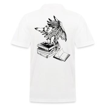 Eule Bücher lesen Literatur begeistert Bibliothek - Männer Poloshirt - Weiß - Hinten - Kai (181cm)