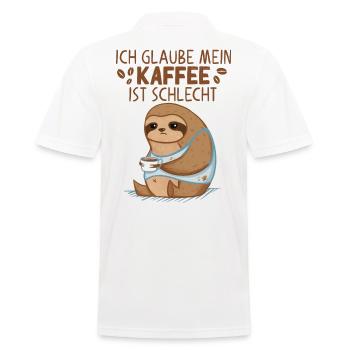 Kaffee Faultier Spruch mein Kaffee ist schlecht - Männer Poloshirt - Weiß - Hinten - Kai (181cm)