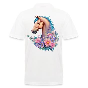 Schöne Blumen Pferde Kunstwerk Pony in Pastell - Männer Poloshirt - Weiß - Hinten - Kai (181cm)