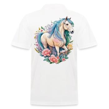 Pastel Horse Mare Beautiful Horse Artwork - Men's Polo Shirt - white - Back - Kai (181cm)