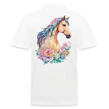 Belle Jument Pony Cheval Fleurs Design Floral - Polo Homme - blanc - Dos - Kai (181cm)