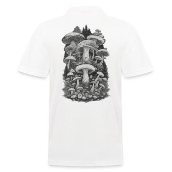 Natural mushrooms in vintage design style retro mushroom - Men's Polo Shirt - white - Back - Kai (181cm)
