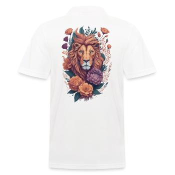 Floral Leo Zodiac Leo Astrology Art - Men's Polo Shirt - white - Back - Kai (181cm)