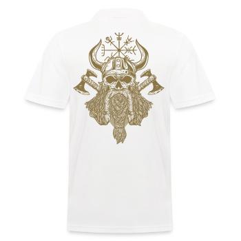 Wikinger Krieger Schädel Bart Äxten Runen Vegvisir - Männer Poloshirt - Weiß - Hinten - Kai (181cm)