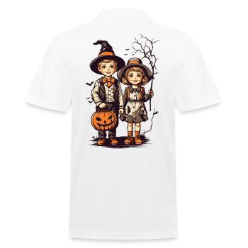 Vintage Halloween Kids Trick or Treat Fest - Men's Polo Shirt - white - Back - Kai (181cm)