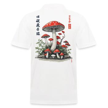 Japanische Pilz Aesthetic Ukiyo-E Naturdesign - Männer Poloshirt - Weiß - Hinten - Kai (181cm)