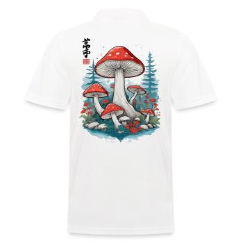Japanese Mushrooms Ukiyo-E Toadstool Aesthetic - Men's Polo Shirt - white - Back - Kai (181cm)