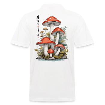 Japanischer Vintage Pilzsammler Kunst Design - Männer Poloshirt - Weiß - Hinten - Kai (181cm)
