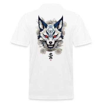 Vintage Kitsune Ukiyo-E Japon Streetwear - Polo Homme - blanc - Dos - Kai (181cm)