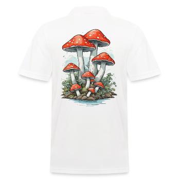 Retro Toadstool Vintage Mushrooms Cottagecore Design - Men's Polo Shirt - white - Back - Kai (181cm)