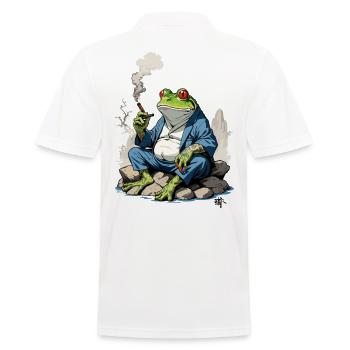 Yokai Frog Kanji Japan Retro Streetwear - Men's Polo Shirt - white - Back - Kai (181cm)