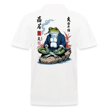Samurai Frog Yokai Vintage Japan Streetwear - Men's Polo Shirt - white - Back - Kai (181cm)