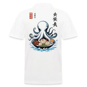 Cuisine japonaise Style Ukiyo-E Fruits de mer Design - Polo Homme - blanc - Dos - Kai (181cm)