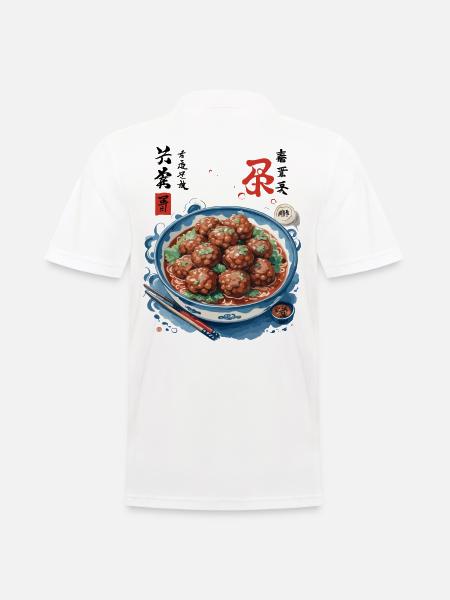 Japansk Ukiyo-e Mat Konst Kött Ramen Soppa - Pikétröja herr - vit