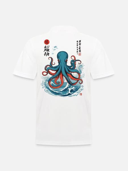 Octopus Ukiyo-E Japon Sea Kraken Design - Polo Homme - blanc