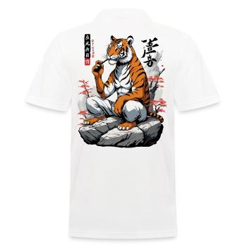 Ukiyo-E Tiger Arts Martiaux Japon Streetwear - Polo Homme - blanc - Dos - Kai (181cm)