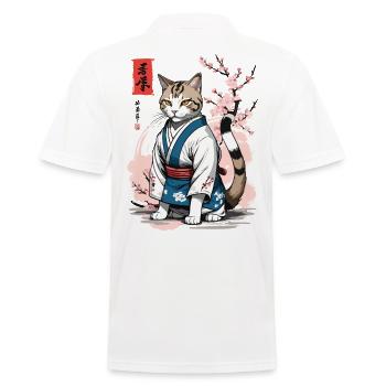Kimono Katze Asiatische Japan Ukiyo-E Retro Kunst - Männer Poloshirt - Weiß - Hinten - Kai (181cm)