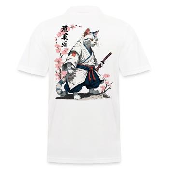 Samurai Katze Retro Japan Anime Kunst Design - Männer Poloshirt - Weiß - Hinten - Kai (181cm)