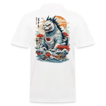 Ukiyo-E Cat Monster Tokyo Cat Streetwear - Men's Polo Shirt - white - Back - Kai (181cm)