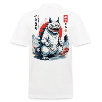 Monster Katze Japan Streetwear Katzen Design - Männer Poloshirt - Weiß - Hinten - Kai (181cm)