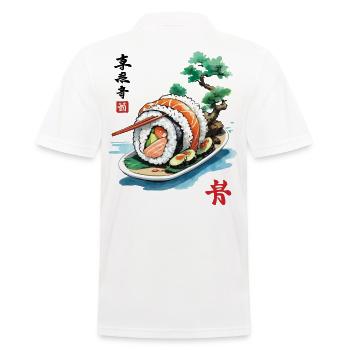 Sushi Aesthetic Japan Ukiyo-E Vintage Kunst - Männer Poloshirt - Weiß - Hinten - Kai (181cm)