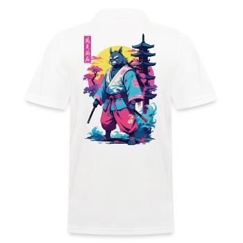 Tanuki Yokai Vaporwave Aesthetic Samurai Art - Men's Polo Shirt - white - Back - Kai (181cm)