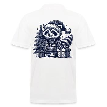 Fröhlicher Waschbär Weihnachten - Männer Poloshirt - Weiß - Hinten - Kai (181cm)