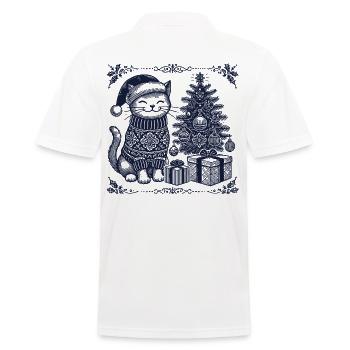 Drôle de chat Noël rétro vintage - Polo Homme - blanc - Dos - Kai (181cm)