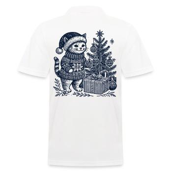 Drôle de chat Noël rétro vintage - Polo Homme - blanc - Dos - Kai (181cm)