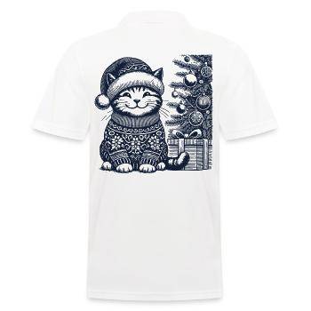 Drôle de chat Noël style vintage rétro - Polo Homme - blanc - Dos - Kai (181cm)