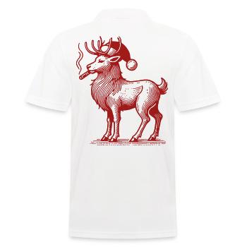 Rentier Papa Weihnachten Humorvoll - Männer Poloshirt - Weiß - Hinten - Kai (181cm)