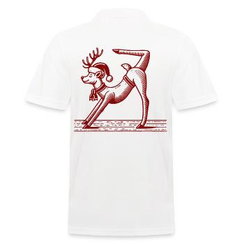 Yoga Reindeer Christmas Relaxed Celebration - Men's Polo Shirt - white - Back - Kai (181cm)