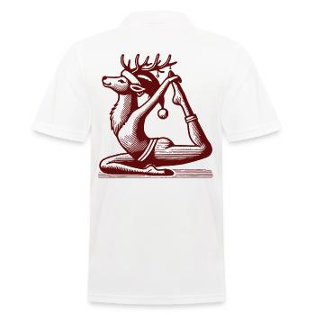 Drôle Yoga Renne Noël Design - Polo Homme - blanc - Dos - Kai (181cm)