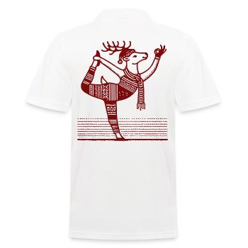 Lustiges Yoga Rentier Für Weihnachten - Männer Poloshirt - Weiß - Hinten - Kai (181cm)