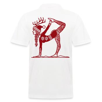 Yoga de Noël Motif Renne Détendu - Polo Homme - blanc - Dos - Kai (181cm)
