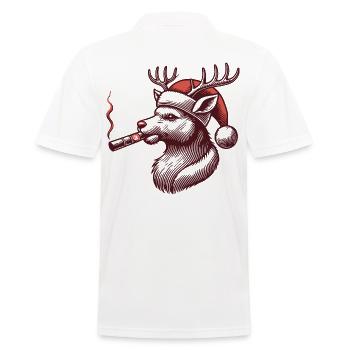 Rentier Papa Mit Weihnachtsmütze - Männer Poloshirt - Weiß - Hinten - Kai (181cm)
