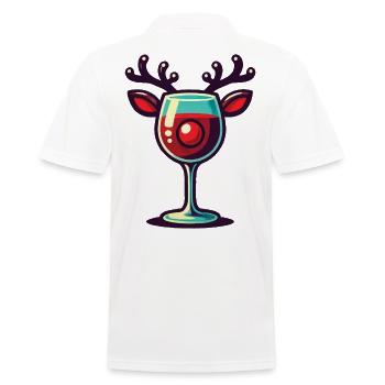 Weihnachtliches Wein mit Rentier Weinglas - Männer Poloshirt - Weiß - Hinten - Kai (181cm)