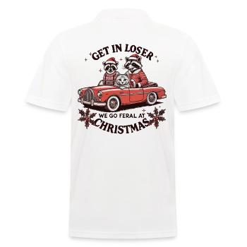 Raccoon and Friends We Go Feral At Christmas - Men's Polo Shirt - white - Back - Kai (181cm)