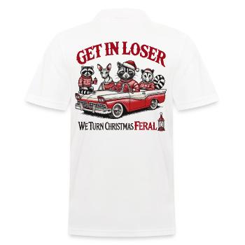 We Turn Christmas Feral - Funny Christmas motifs - Men's Polo Shirt - white - Back - Kai (181cm)