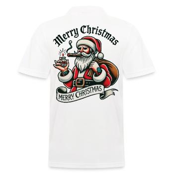 Fröhliche Weihnachten Santa mit Genuss - Männer Poloshirt - Weiß - Hinten - Kai (181cm)