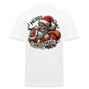 Merry Christmas Cooler Santa Vintage Look - Männer Poloshirt - Weiß - Hinten - Kai (181cm)