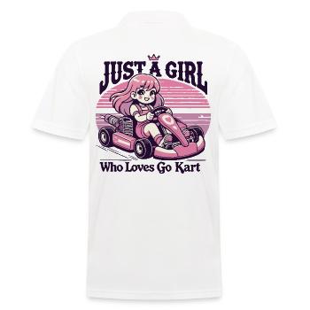 Une fille qui adore le karting - Polo Homme - blanc - Dos - Kai (181cm)