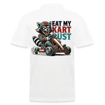 Drôle rétro raton laveur Go-Kart poussière nourriture dire - Polo Homme - blanc - Dos - Kai (181cm)