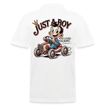 Juste un garçon qui aime le style de dessin animé Go-Kart - Polo Homme - blanc - Dos - Kai (181cm)