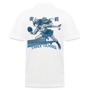 Anime Retro Tischtennis Abenteuer - Männer Poloshirt - Weiß - Hinten - Kai (181cm)