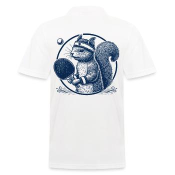 Vintage Table Tennis Squirrel Motif - Men's Polo Shirt - white - Back - Kai (181cm)