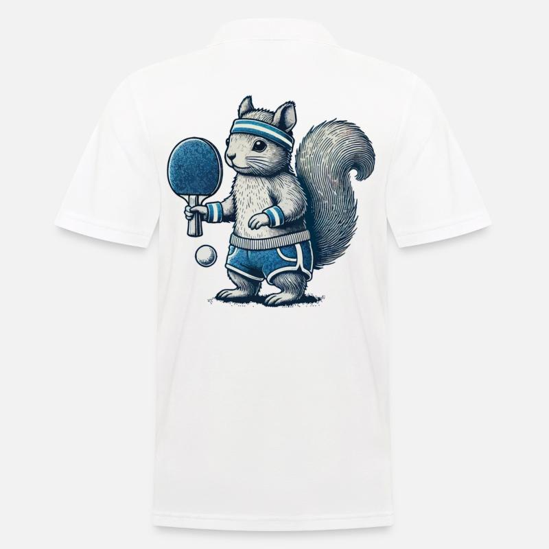 Retro Tischtennis Eichhörnchen Spaß - Männer Poloshirt - Weiß