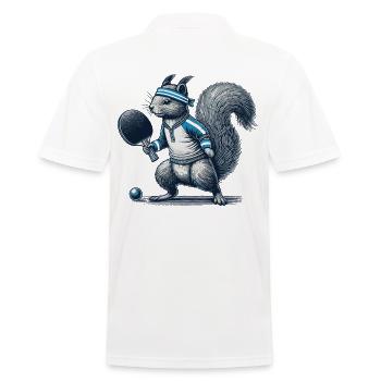 Retro Table Tennis Squirrel Motif - Men's Polo Shirt - white - Back - Kai (181cm)