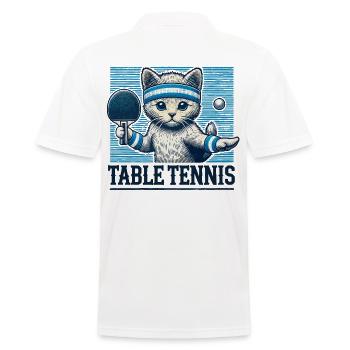 Chat mignon tennis de table look vintage - Polo Homme - blanc - Dos - Kai (181cm)