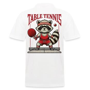 Tischtennis Waschbär für Sportfans - Männer Poloshirt - Weiß - Hinten - Kai (181cm)